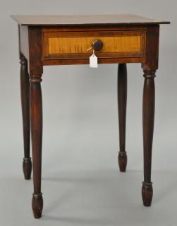 Appraisal: Federal mahogany one drawer stand with tiger maple drawer front