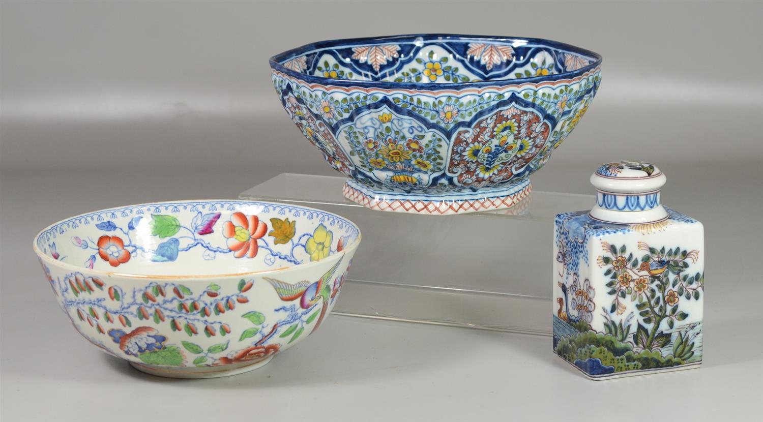 Appraisal: Mason's Ironstone bowl with floral and bird decoration d Makkum