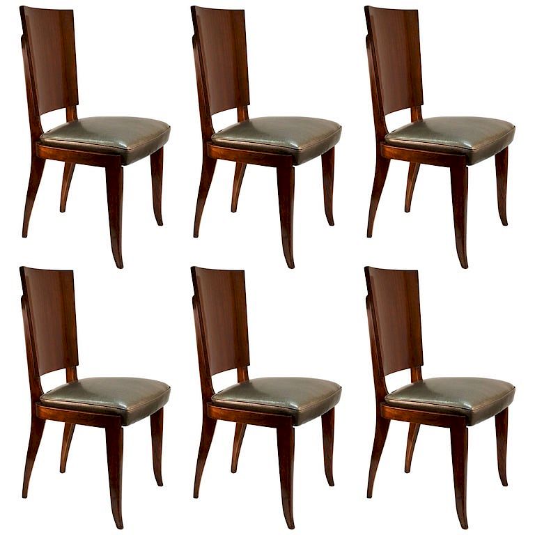 Appraisal: Art Deco Exotic Wood Dining Chairs Set of Six Art