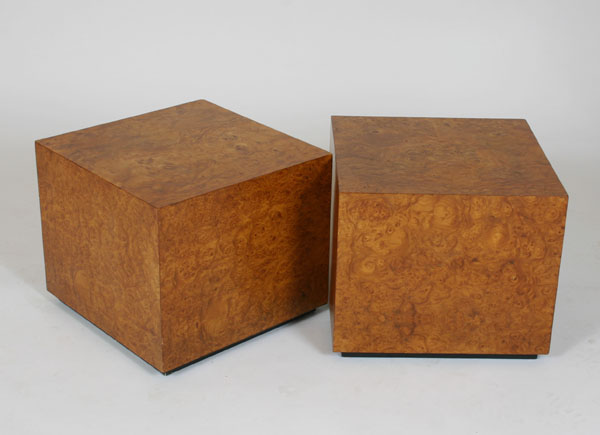 Appraisal: Pair burled veneer cube pedestal stands probably Modernista mfg x