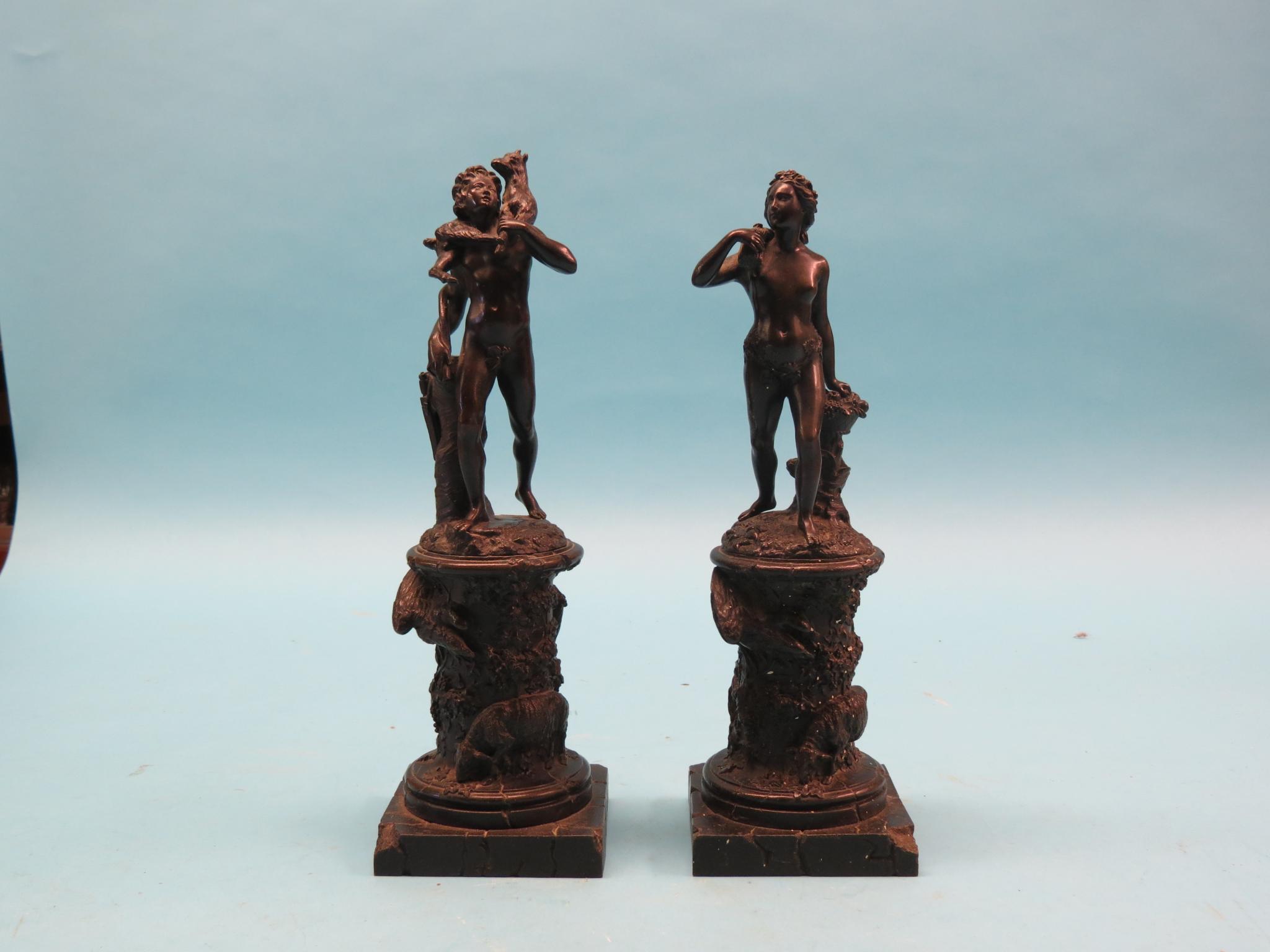 Appraisal: A good pair of th century Renaissance-style bronze figures male