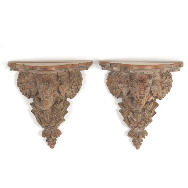 Appraisal: PAIR OF VINTAGE TEMPLE STYLE GANESHA WALL SCONCES x x