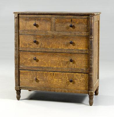 Appraisal: Georgia grain-painted chest yellow pine with five dovetailed drawers with