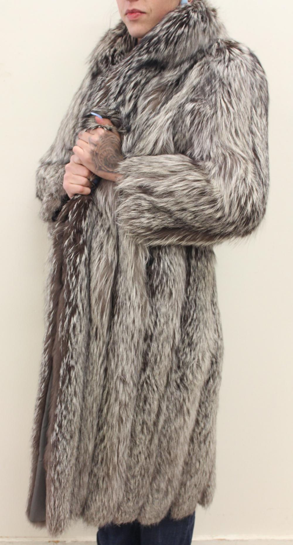 Appraisal: LADY'S FULL LENGTH FOX FUR COAT silver fox with two