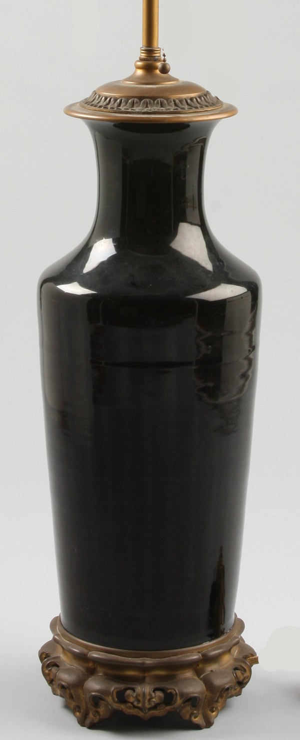 Appraisal: Famille noir vase which has been converted into an electrified