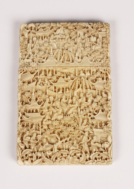 Appraisal: A CHINESE CANTONESE CARVED IVORY CARD CASE with finely detailed