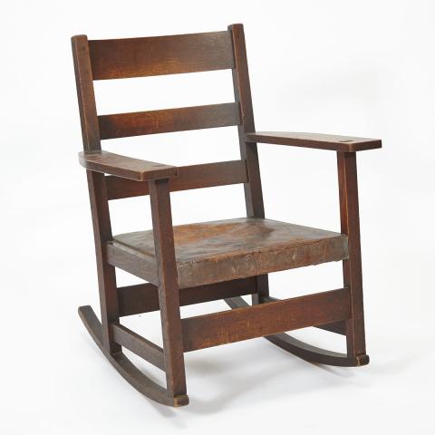 Appraisal: L J G Gustav Stickley Oak Arts and Crafts Ladderback