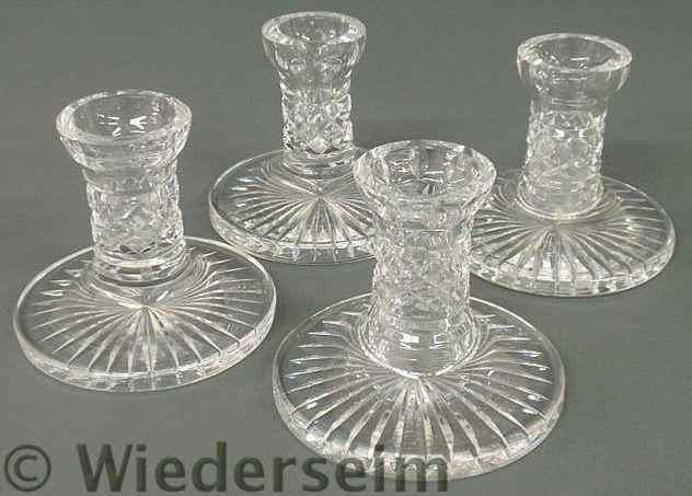 Appraisal: Set of four signed Waterford crystal candlesticks h x dia