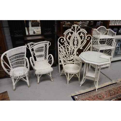 Appraisal: Collection of sea grass furniture to include shelf table chairs