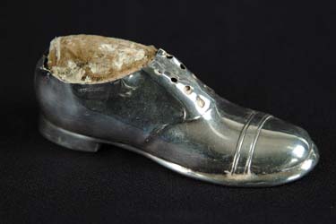 Appraisal: ENGLISH SILVER SHOE SHAPED PIN CUSHION Chester S B S