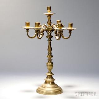 Appraisal: Seven-light Brass Candelabra Holland th century straight candle sockets with