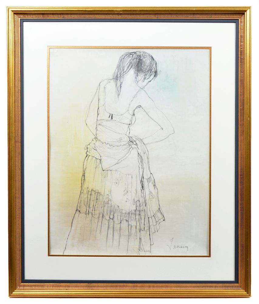 Appraisal: Jean Jansem 'Jeune Fille' Pencil on Paper jean Jansem France