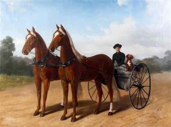 Appraisal: American School th century Horse Drawn Cart oil on canvas