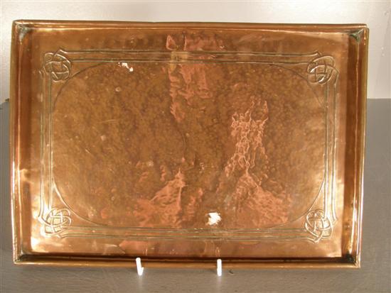 Appraisal: Arts and Crafts beaten copper tray w d in