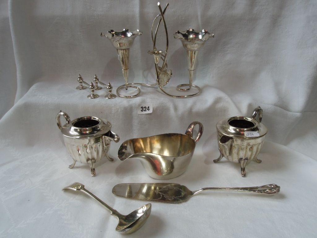 Appraisal: A quantity of silver plate including a pair of posy