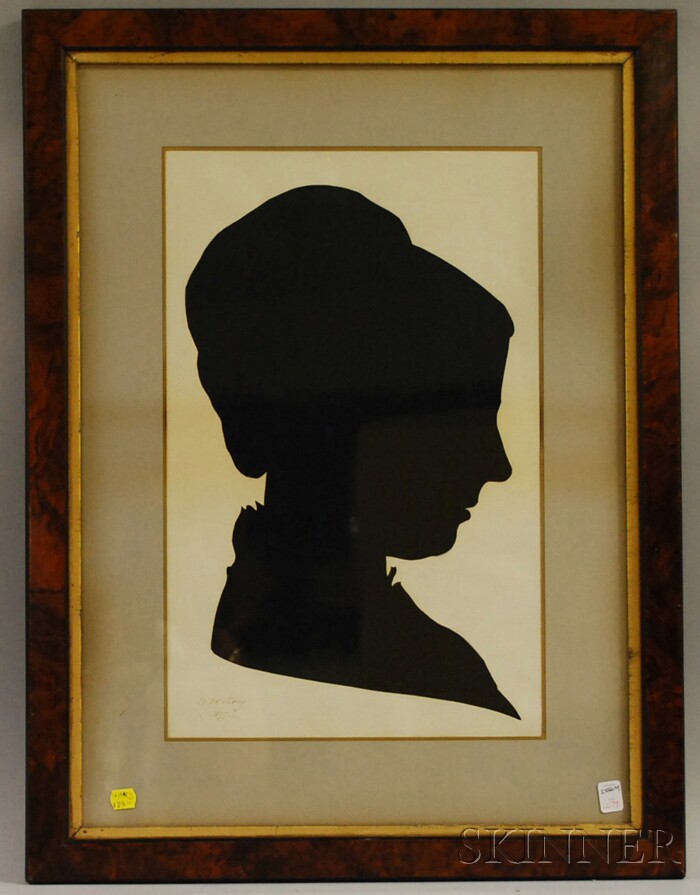 Appraisal: Framed Hollow-cut Silhouette of a Woman inscribed W W Story