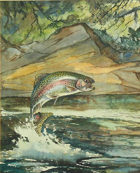 Appraisal: William Joseph Schaldach American - Hooked Leaping Trout signed 'Wm