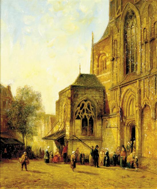 Appraisal: H Koekkoek attributed to Dutch - OUTSIDE THE CATHEDRALoil on