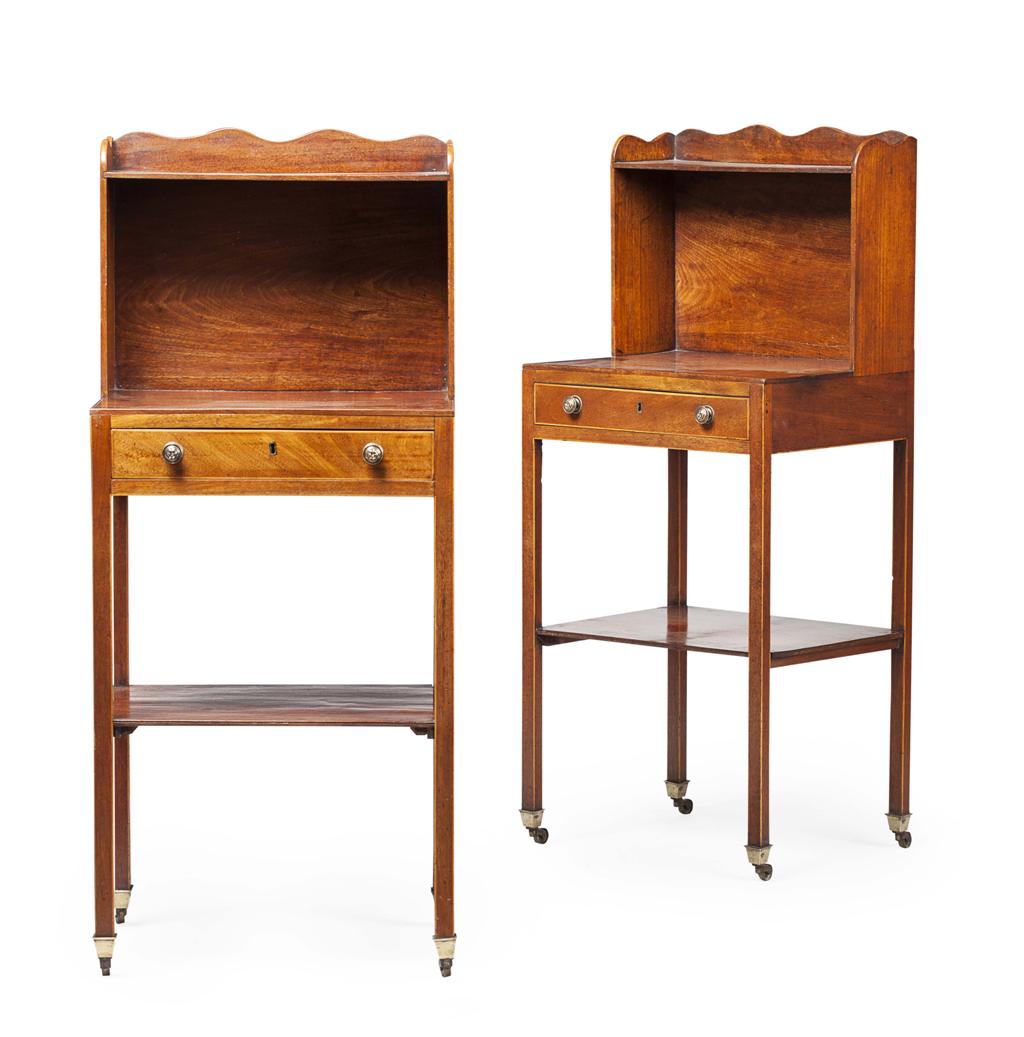 Appraisal: PAIR OF REGENCY MAHOGANY BEDSIDE TABLES EARLY TH CENTURY the