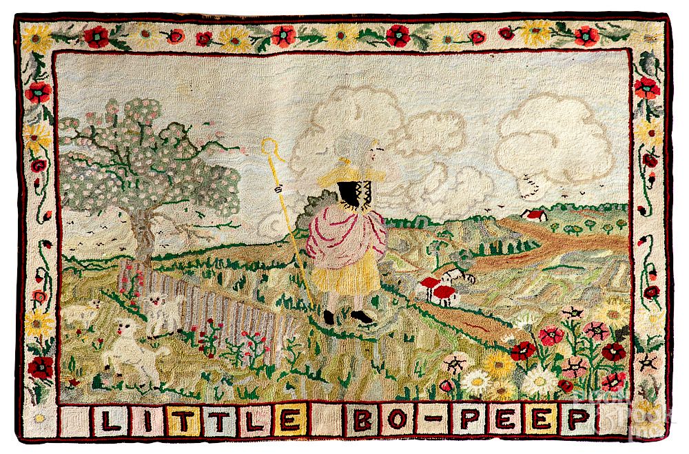 Appraisal: American Little Bo-Peep hooked rug Exclusive on Bidsquare American Little