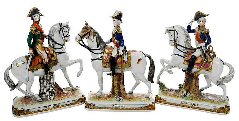 Appraisal: Three Kister Napoleonic Marshal Figurines Scheibe-Alsbach Germany early th century