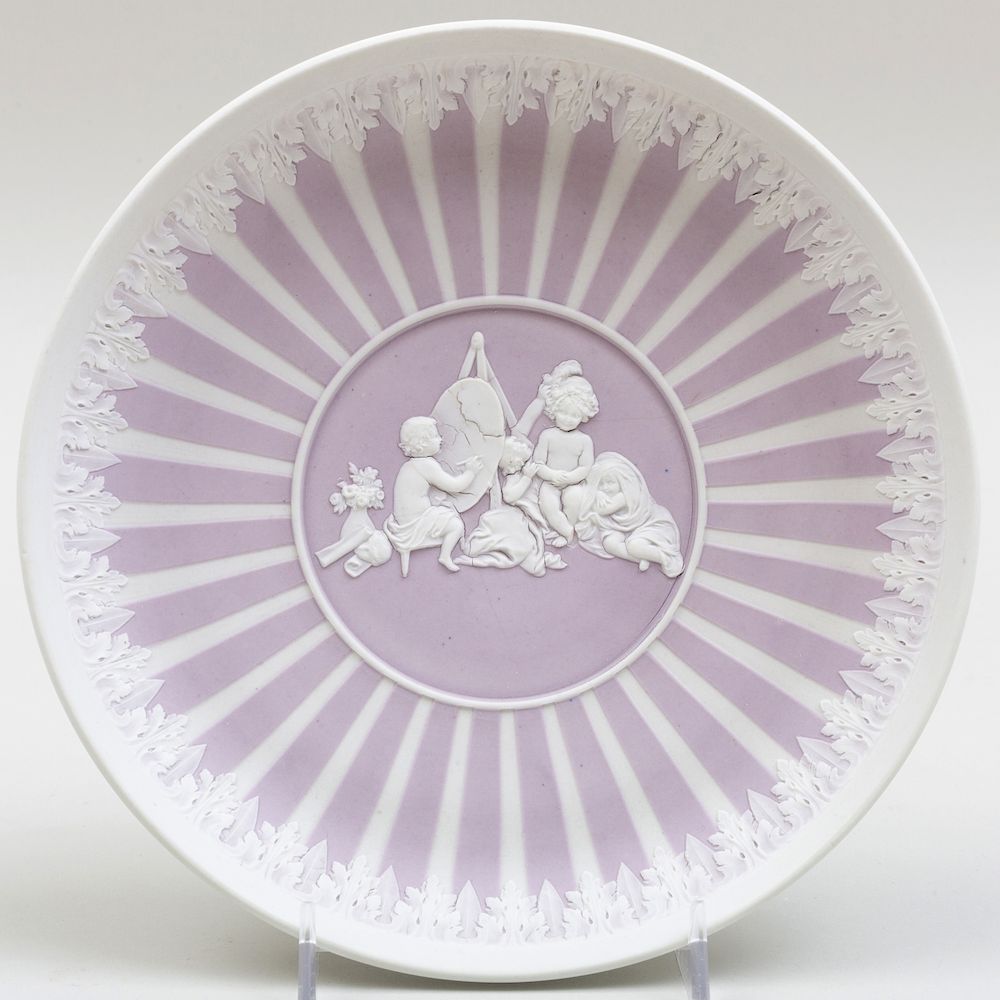 Appraisal: Wedgwood Lilac Jasper Dip Circular Dish Decorated with 'The Infant