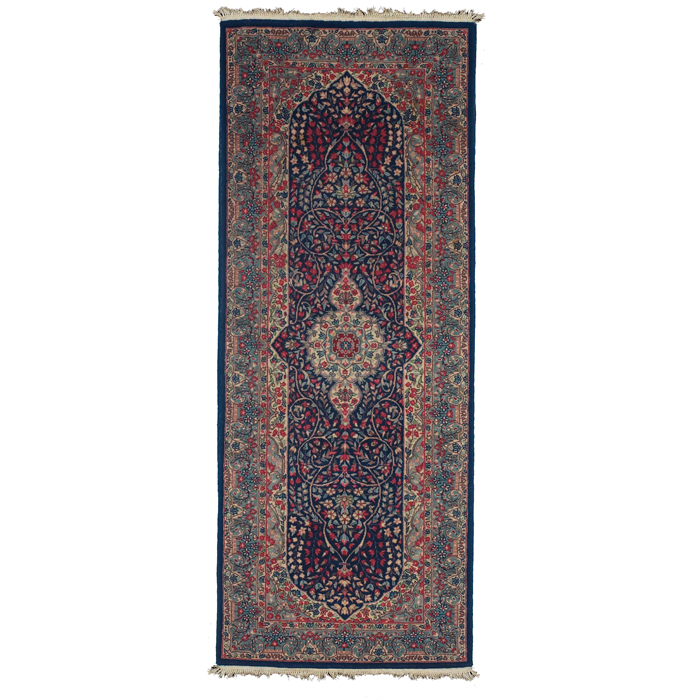 Appraisal: Persian Kerman runner c stylized floral design with a central