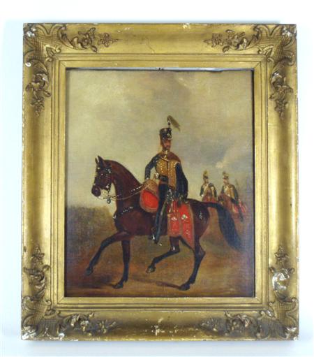 Appraisal: A th century oil on panel of a cavalry officer