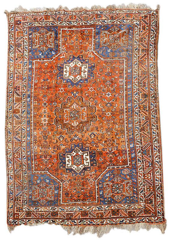 Appraisal: Caucasian Carpet early to mid- th century three medallions on