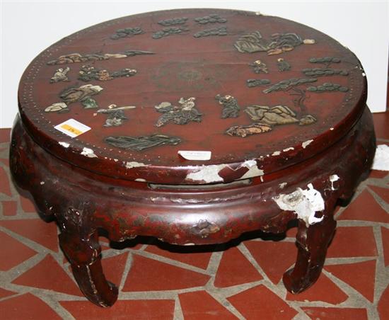 Appraisal: Chinese lacquered and mother-of-pearl inlaid tea table