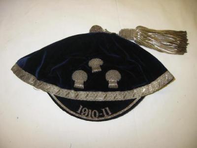 Appraisal: A VELVET SPORTING CAP dated the navy ground embroidered with