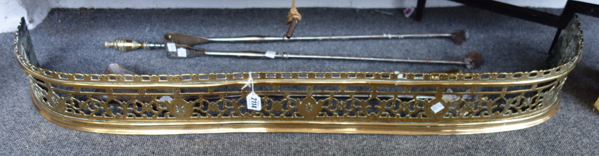 Appraisal: A set of three brass and steel fire irons late