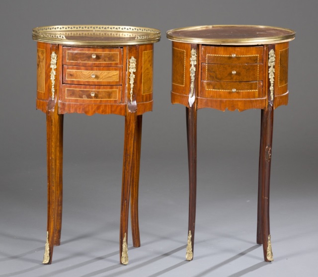 Appraisal: Assorted Pair of French Louis XV Style Side Tables Walnut