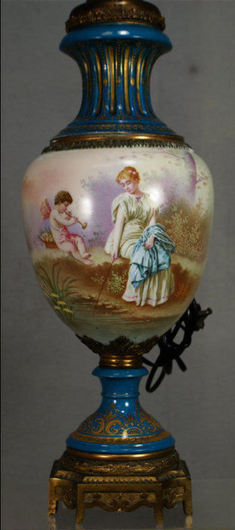 Appraisal: Sevres porcelain urn converted to an electric table lamp HP