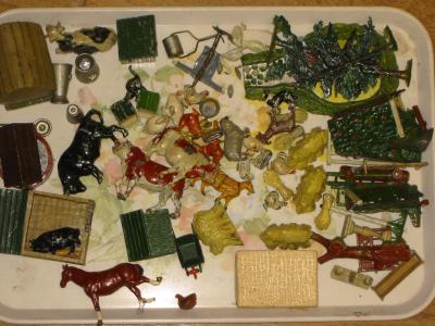 Appraisal: A collection of Britains and other lead farm animals buildings