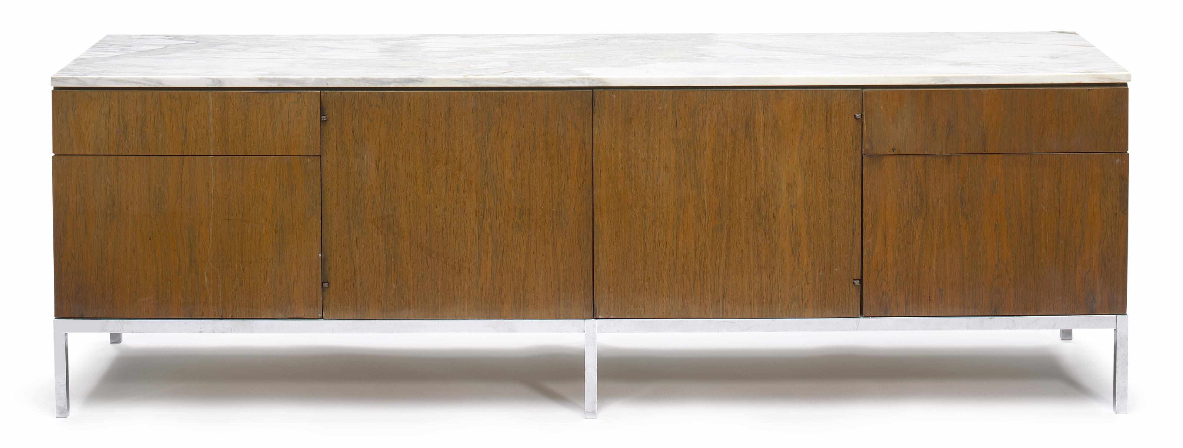 Appraisal: A Florence Knoll steel marble and rosewood credenza designed designed