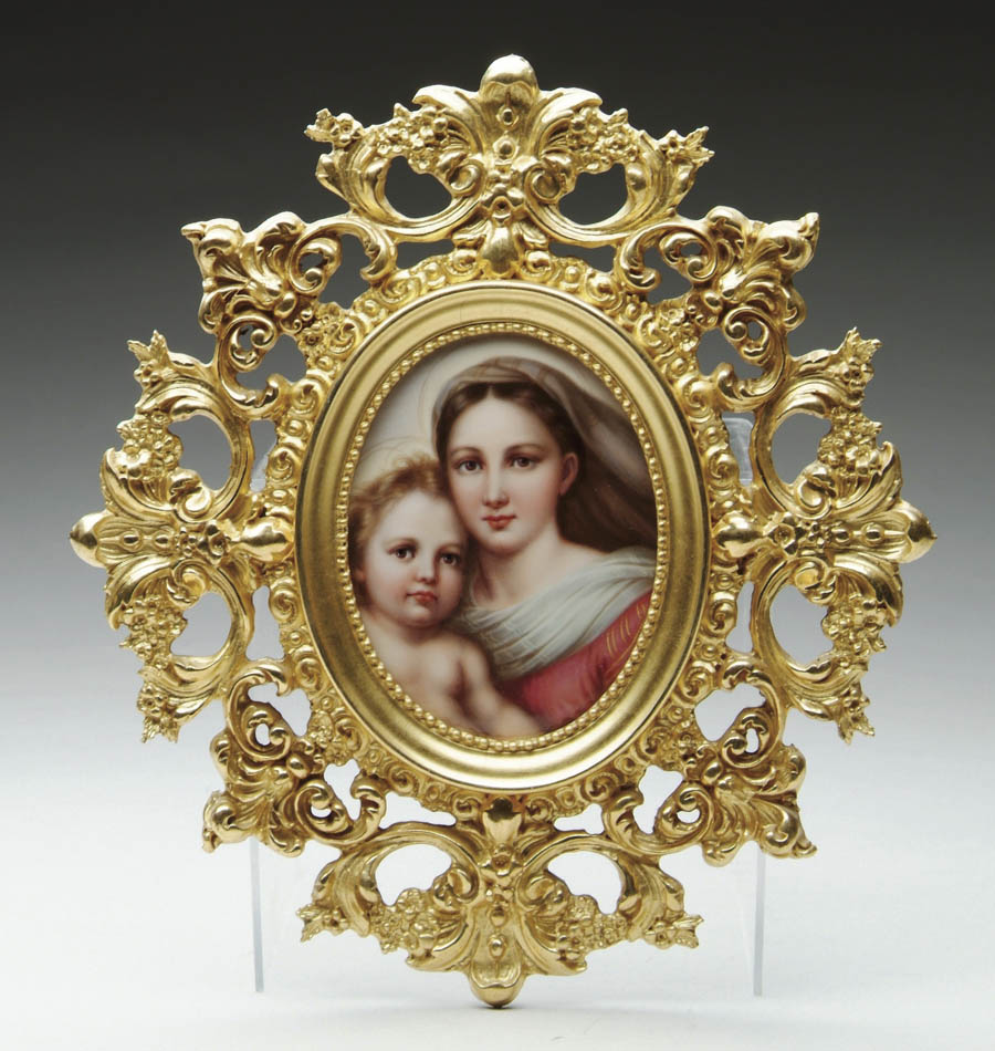 Appraisal: PORCELAIN PLAQUE Spectacular oval porcelain plaque has handpainted portrait of