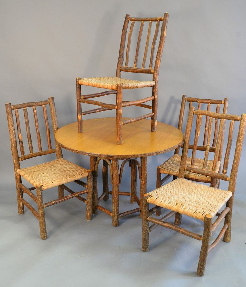 Appraisal: Five piece Old Hickory dinette set including a round table