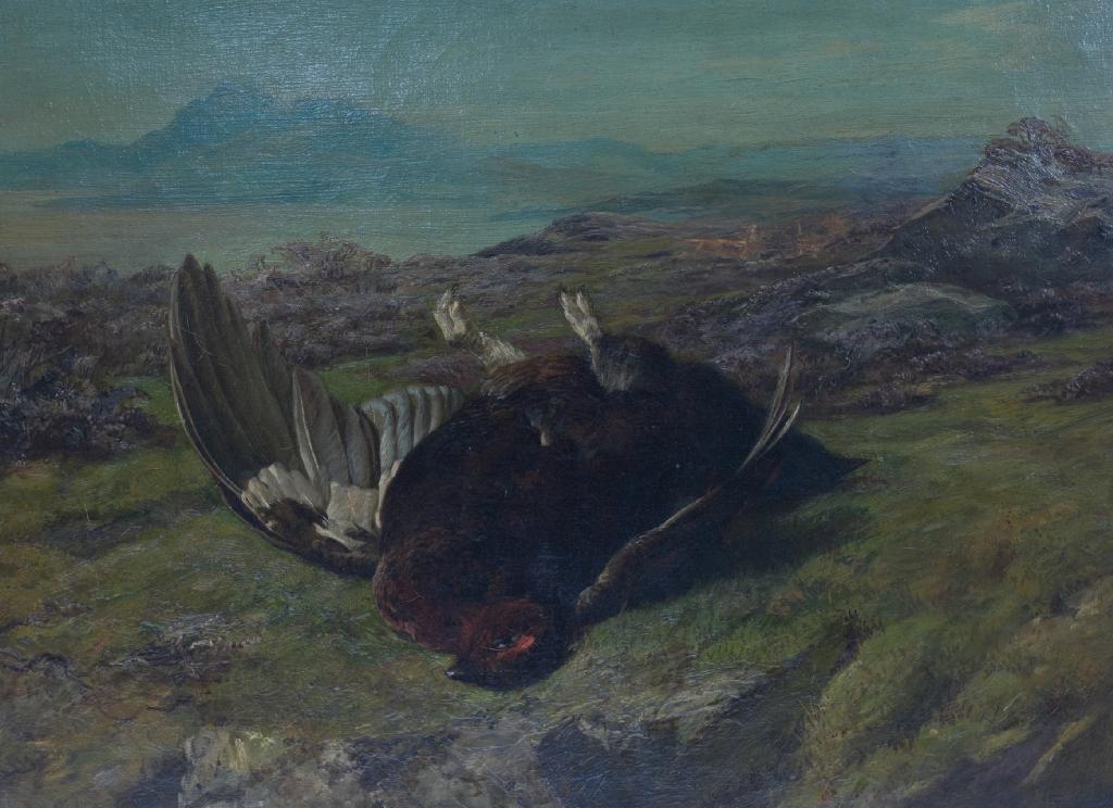 Appraisal: ABEL HOLD - DEAD GROUSE ON A HILLSIDE OIL ON