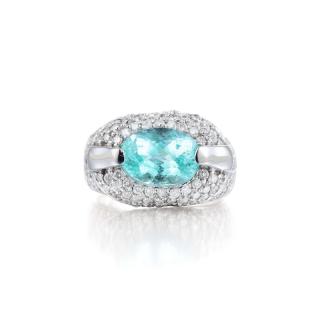 Appraisal: A Paraiba Tourmaline and Diamond Ring Featuring a very lively