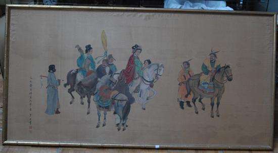 Appraisal: ORIENTAL PAINTED SILK PANEL