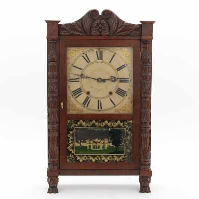 Appraisal: A Riley Whiting Carved Column Shelf Clock ca - Wood