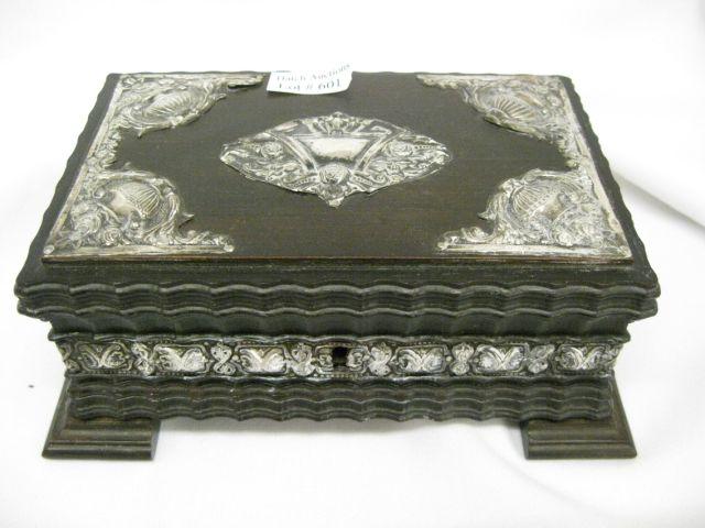 Appraisal: Sterling Rosewood Dresser Box locking fancy floral design fine carving