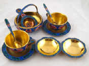 Appraisal: A Soviet Russian cloisonne enamelled silver gilt tea equipage comprising