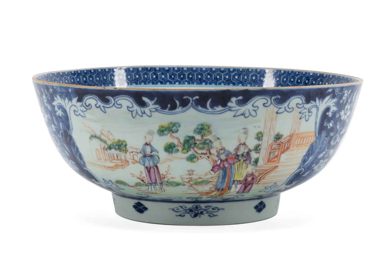 Appraisal: CHINESE EXPORT MANDARIN PALETTE PUNCH BOWL Chinese Export Mandarin palette