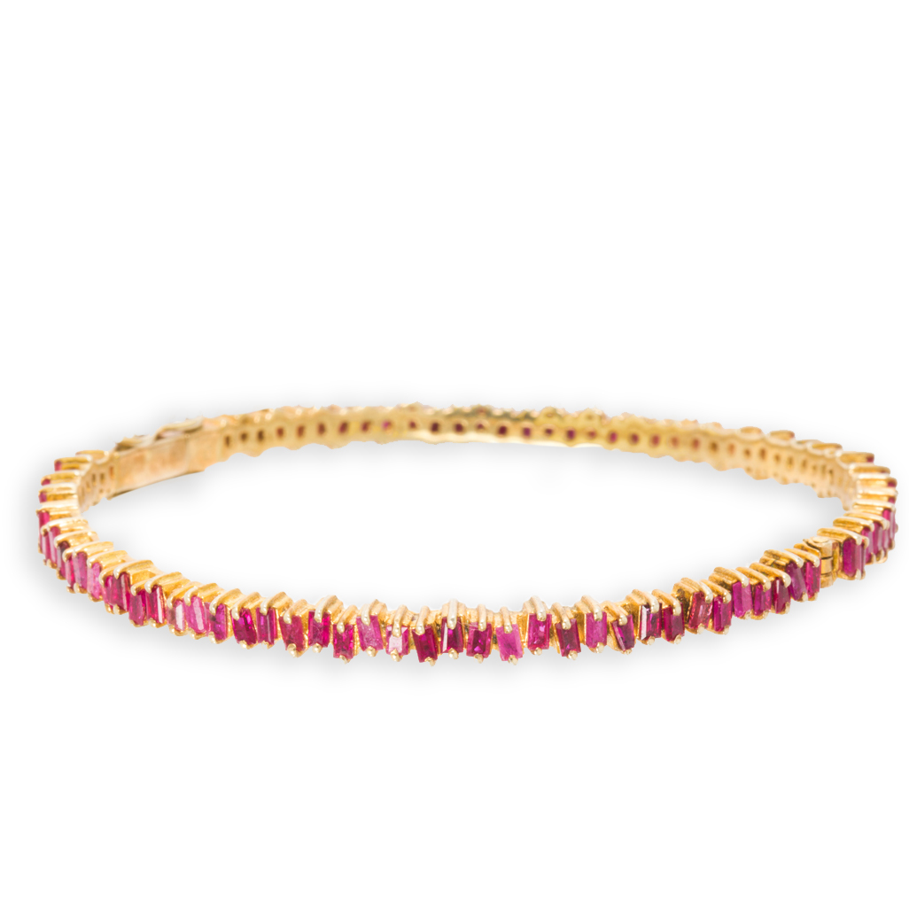 Appraisal: A RUBY BRACELET A ruby bracelet designed a hinged vermeil