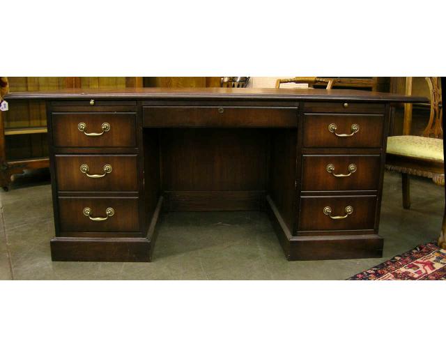 Appraisal: Jasper Desk Company executive double pedestal desk five drawers with