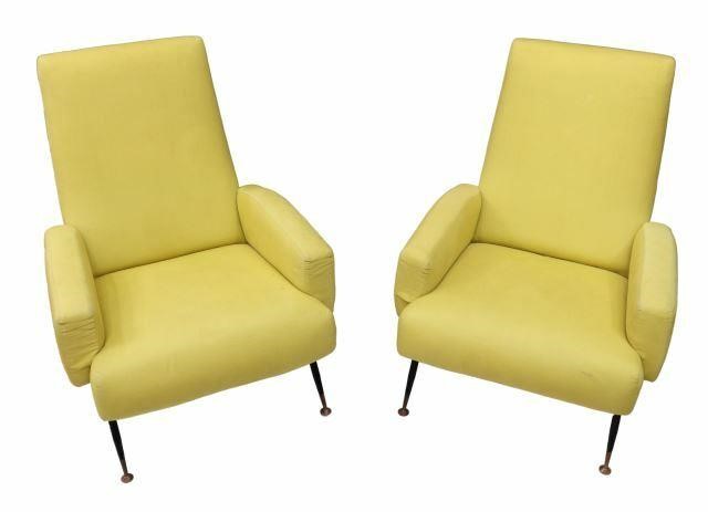 Appraisal: pair Italian mid-century modern armchairs c s in yellow cotton