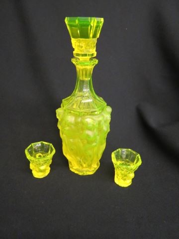 Appraisal: Vaseline Art Glass Decanter and Cordials nudes decanter - cordials