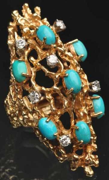 Appraisal: K Y Gold Diamond Turquoise Ring Weight grams dwt Condition